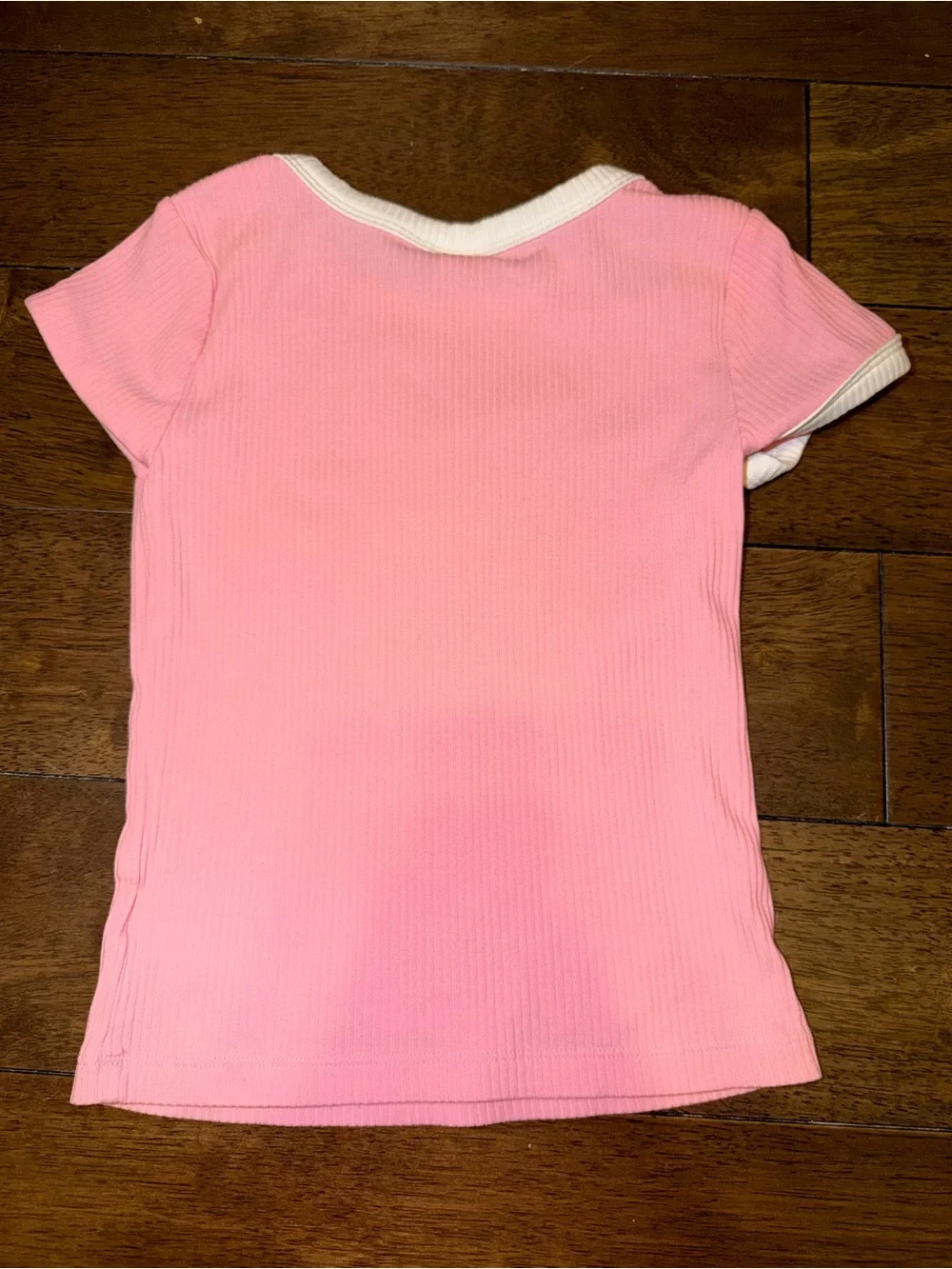 Girls Pink Ribbed Tee with Cherry Motif -  Kids Shirt